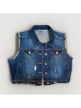 Monica’s Jeans Y2K Cropped Denim Vest - Size Medium